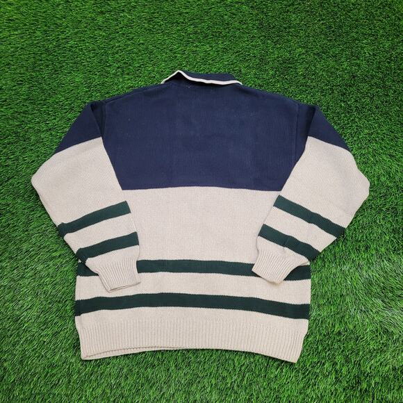 IZOD Collared Sweater Large 21x27 Beige Blue - Picture 2 of 12